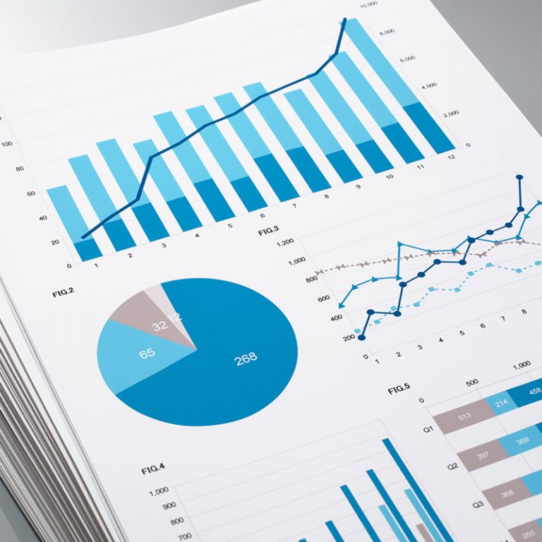 Printed NCSC report pages with bar, line and pie charts