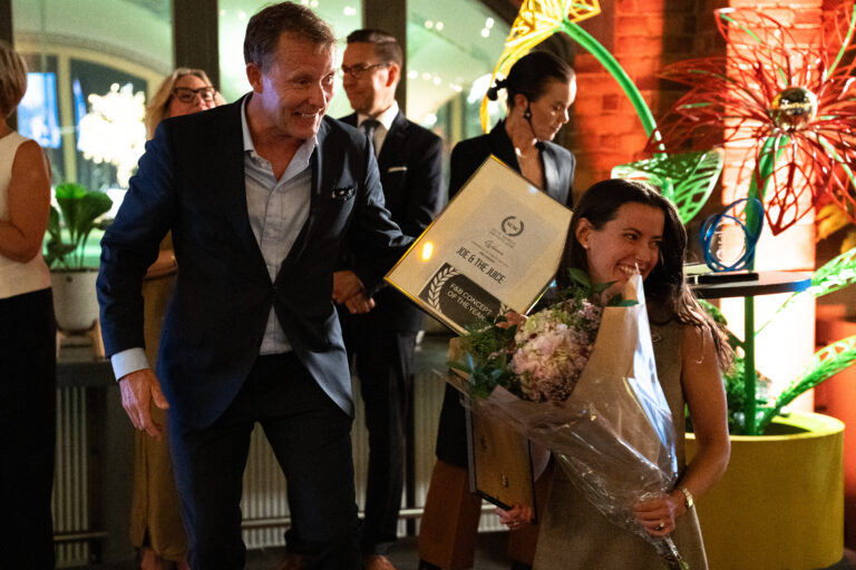 Joe & the Juice accepting F&B Concept of the Year at the NCSC Nordic Awards 2026